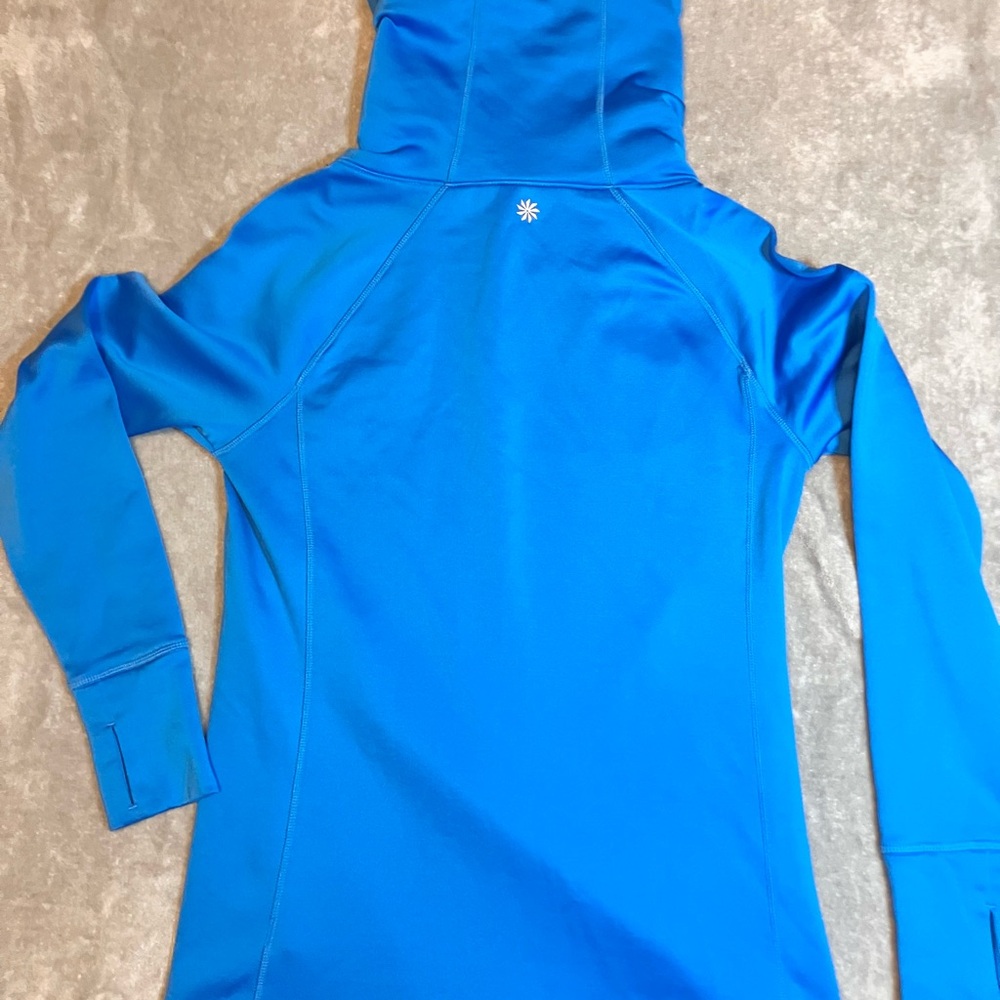 Athleta Womens Cowl Neck Athletic Sweatshirt Size S Small Blue Thumb Holes - Picture 2 of 10